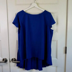 SOFT SURROUNDINGS Size L Pleated Back Short Sleeve‎ Pullover Top Cobalt Blue